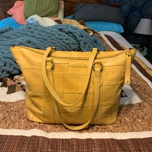 Frye Mustard Patchwork handbag carried only one time
